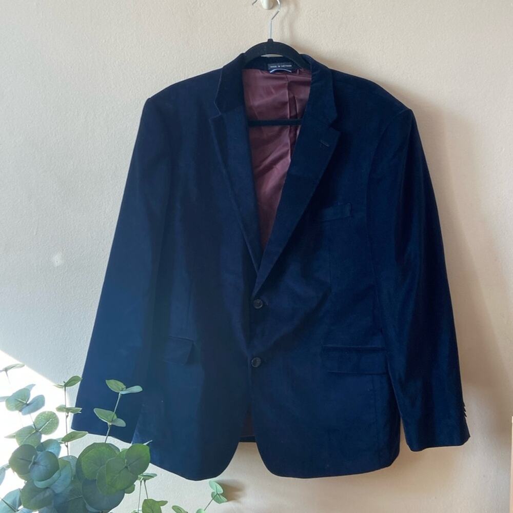 Tommy Hilfiger Dark Navy Blue Velvet Blazer Sports Jacket Men's XL Big Tall